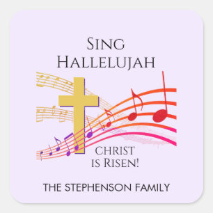 Christian SING HALLELUJAH CHRIST IS RISEN Easter Square Sticker