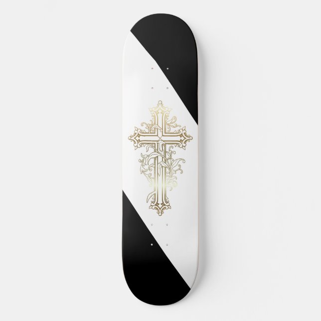 Christian Skateboard Gold Cross (Front)