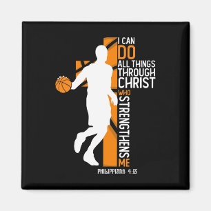Christian Sketll Cross I Can Do All Things Through Magnet