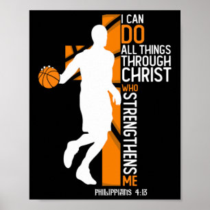 Christian Sketll Cross I Can Do All Things Through Poster