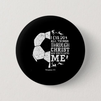 Christian Soccer Faith Graphic Bible Verse Philipp 6 Cm Round Badge
