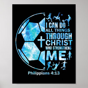 Christian Soccer Faith Religious Women Kids Christ Poster