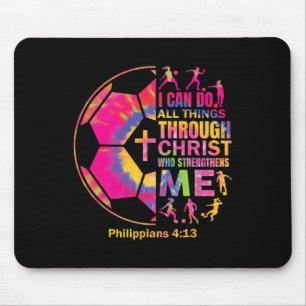 Christian Soccer T Shirt Girls Teen Kids Christ Re Mouse Mat