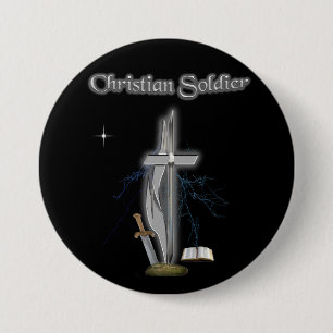 christian soldier 7.5 cm round badge