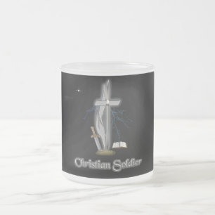 Christian soldier cases frosted glass coffee mug