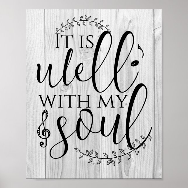 Christian Song It Is Well With My Soul Typography  Poster (Front)