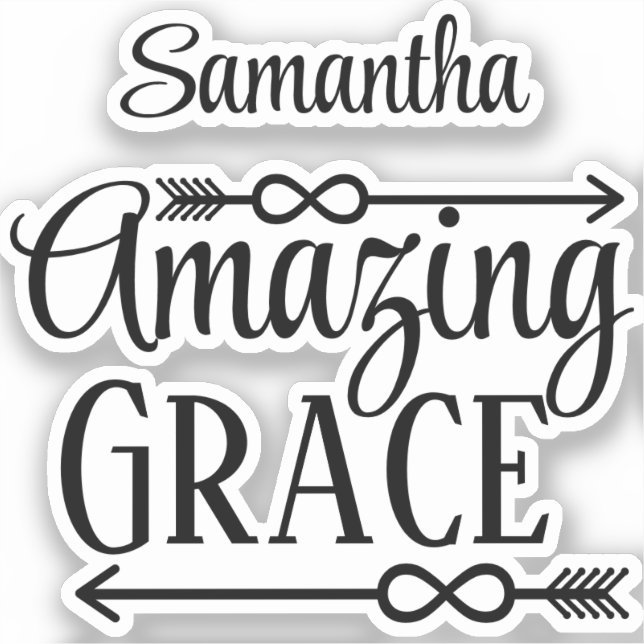 Christian Song Typography Quote Amazing Grace Name (Front)