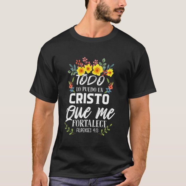 Christian Spanish  Women Religious Bible Verse Say T-Shirt (Front)