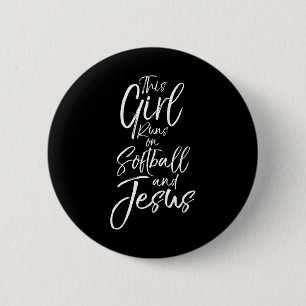 Christian Sport Gift This Girl Runs On Softll And  6 Cm Round Badge