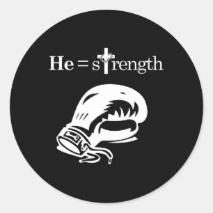 Christian Sports Inspirational Quote Jesus Boxing Classic Round Sticker