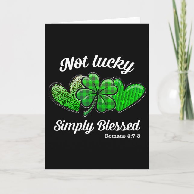 Christian St Patricks Day Shamrock Not Lucky Simpl Card (Front)