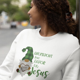 Christian St. Patrick's Gnome Cute Women's White Sweatshirt