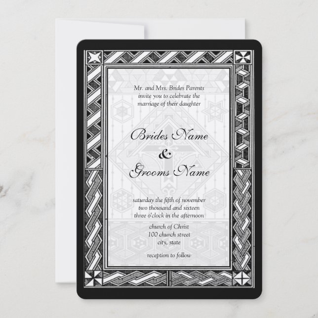 Christian Stained Glass Cross Wedding Invitation (Front)