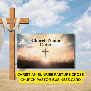 Christian Sunrise Pasture Cross Church Pastor Business Card