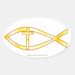 Christian Symbol Oval Sticker