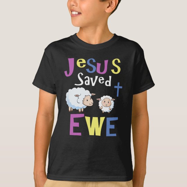 Christian T-Shirt Designs for Kids - God Saves Ewe (Front)