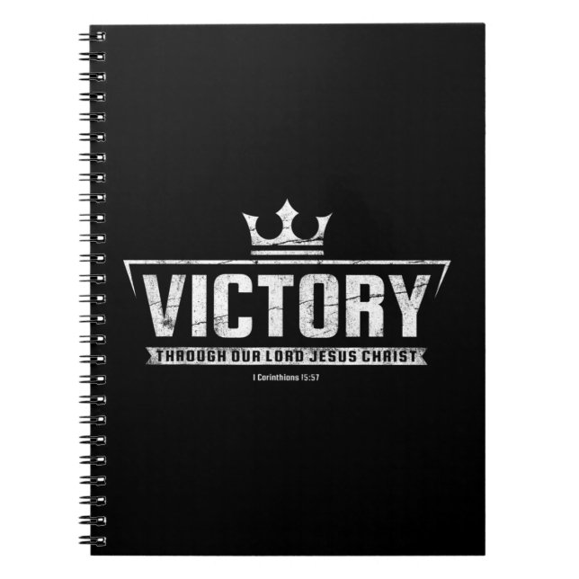Christian T Shirt Women Men | Victory In Jesus Bib Notebook (Front)