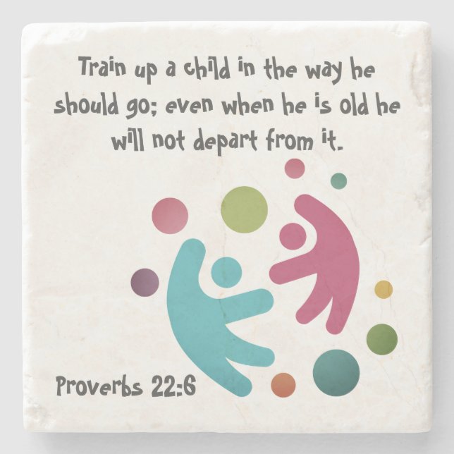 Christian Teacher Gift Proverbs 22:6 Verse Stone Coaster (Front)