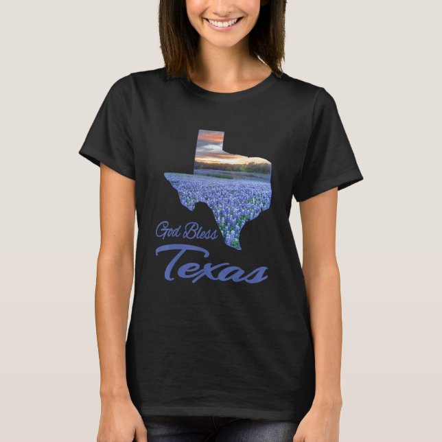 Christian, Texas Bluebonnet State Pride, God Bless T-Shirt (Front)