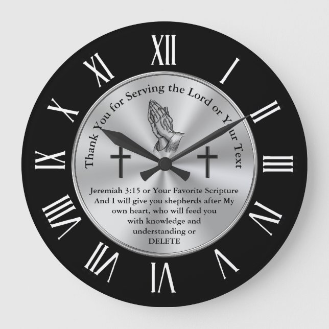 Christian Thank You Gifts, Custom Scripture Gifts Large Clock (Front)
