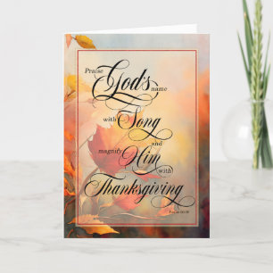 Christian Thanksgiving Psalm Scripture Autumn Holiday Card