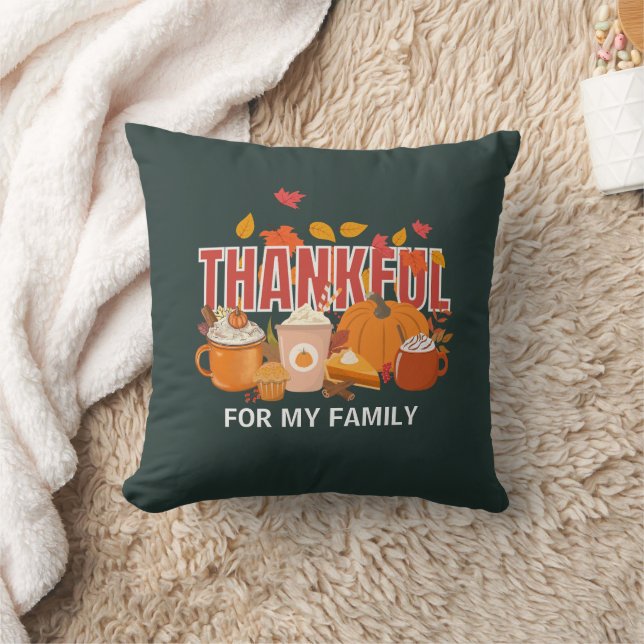 Christian Thanksgiving Pumpkin THANKFUL Family Cushion (Blanket)
