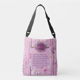 Christian The Blessing Pink Floral Bible Verse Crossbody Bag