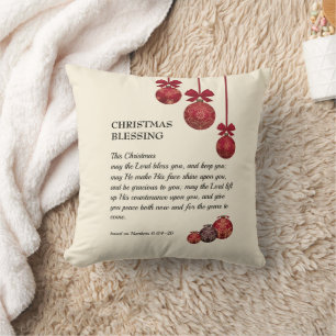 Christian   THE LORD BLESS YOU   Christmas Baubles Cushion