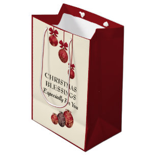 Christian   THE LORD BLESS YOU   Christmas Baubles Medium Gift Bag