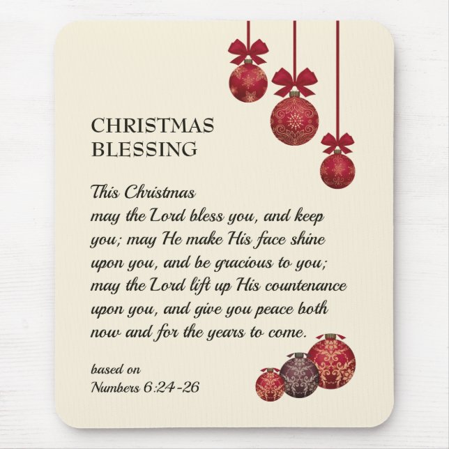 Christian | THE LORD BLESS YOU | Christmas Baubles Mouse Mat (Front)