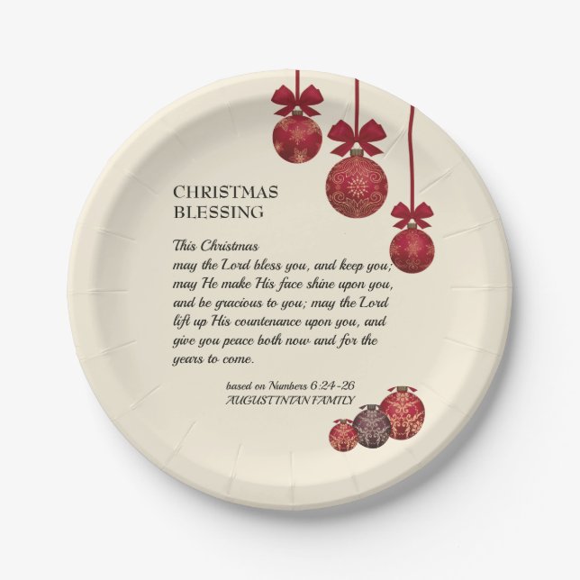 Christian | THE LORD BLESS YOU | Christmas Paper Plate (Front)