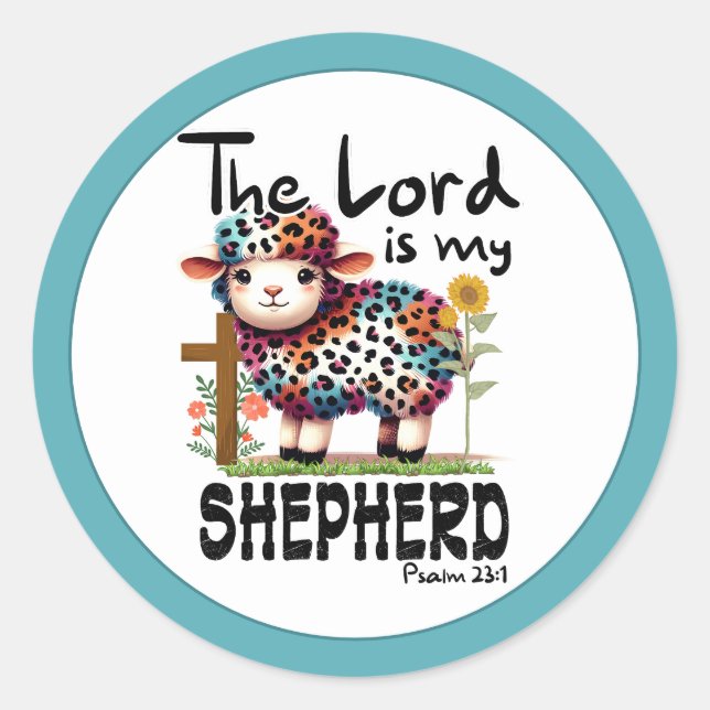Christian The Lord is My Shepherd  Psalms 23 Classic Round Sticker (Front)