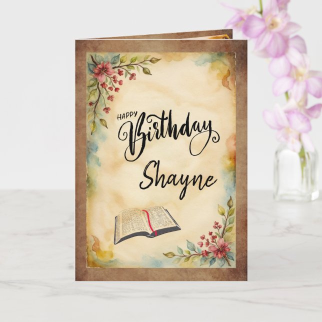 Christian Themed Folded Birthday Greeting Card (Orchid)