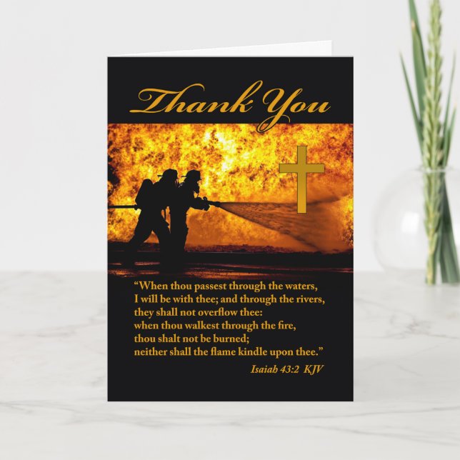 Christian Themed Thank You for Firefighters Card (Front)