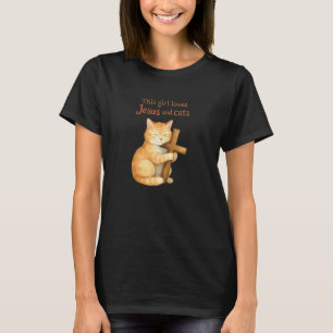 Christian This Girl Loves Jesus and Cats Cat Huggi T-Shirt