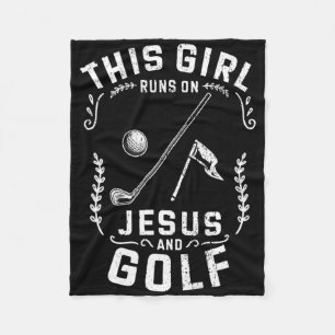 Christian This Girl Runs On Jesus And Golf Fleece Blanket