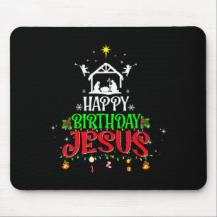 Christian Tree Christmas Happy Birthday Jesus Wome Mouse Mat