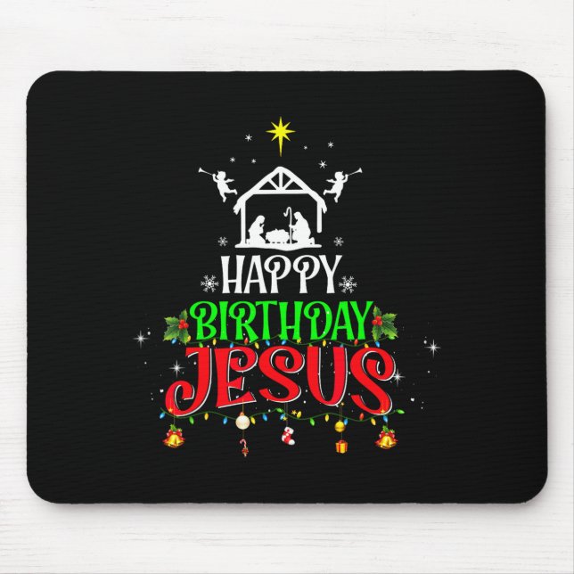 Christian Tree Christmas Happy Birthday Jesus Wome Mouse Mat (Front)