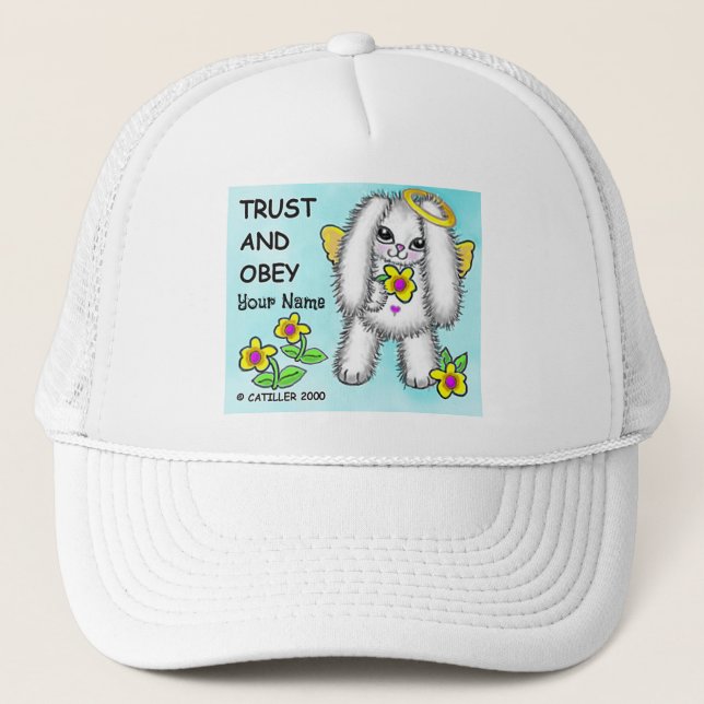 Christian trust god bunny trucker hat (Front)
