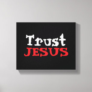 Christian ‘Trust JESUS’ Red Black White Canvas Print