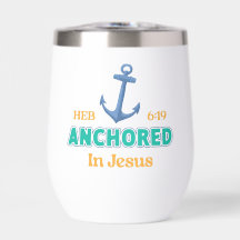 Christian Tumbler Anchored in Christ Verse Design