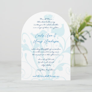 Christian Two Become One Blue Love Birds Wedding  Invitation