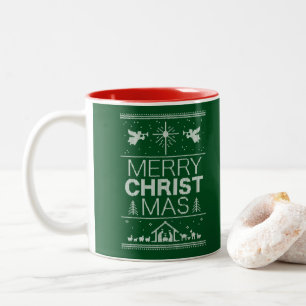 Christian Ugly Merry Christmas Sweater Christian Two-Tone Coffee Mug