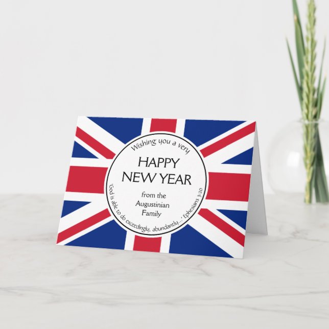 Christian UNION JACK Happy New Year Holiday Card (Front)
