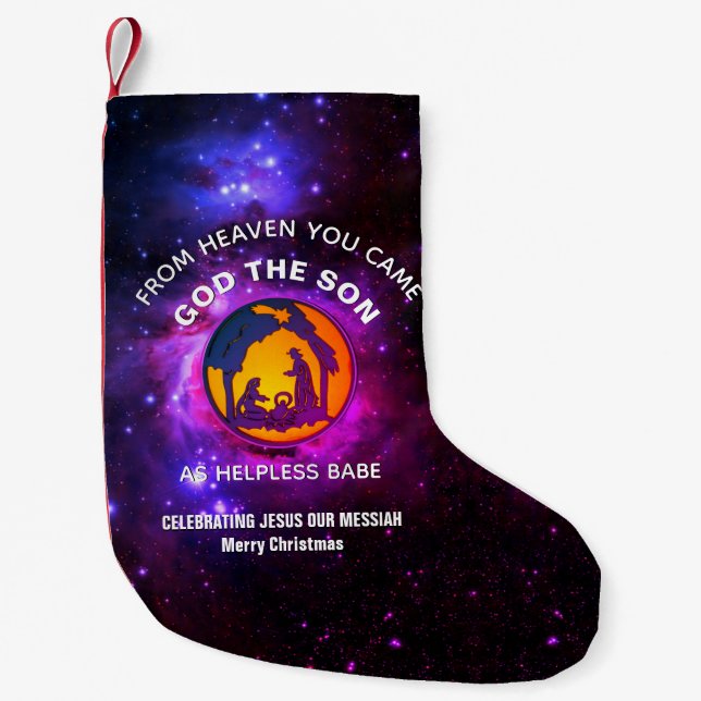 Christian Universe Christmas Nativity Small Christmas Stocking (Front)