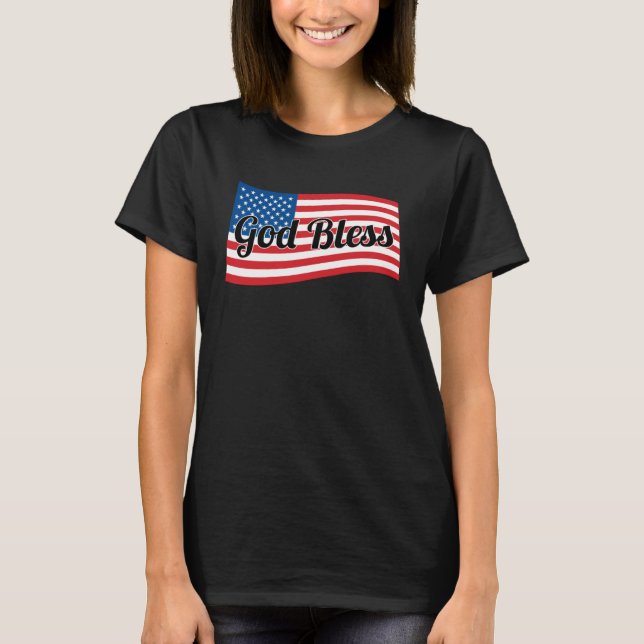 Christian USA Patriotic  God Bless America Flag T-Shirt (Front)
