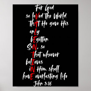 Christian Valentine Bible Verse Jesus John 3_16 Fa Poster