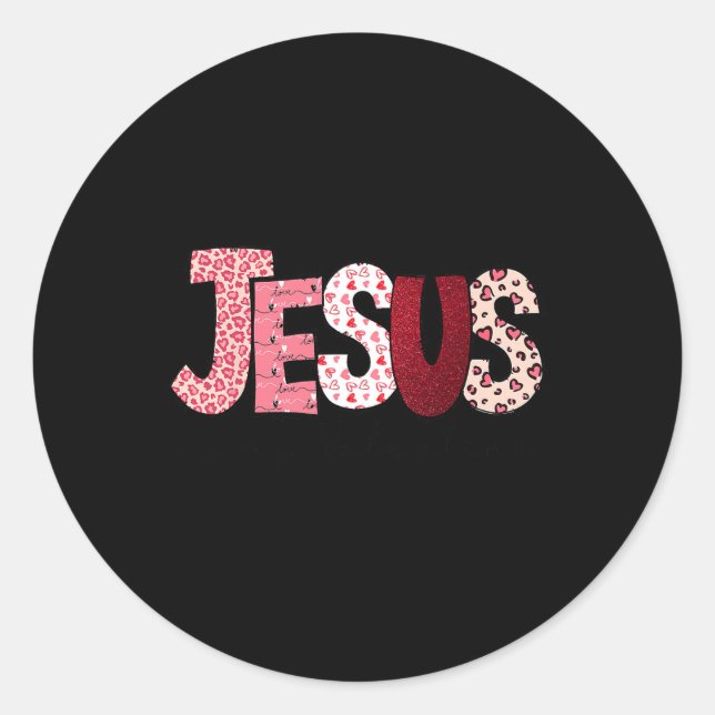 Christian Valentine Day Jesus Religious Valentine  Classic Round Sticker (Front)