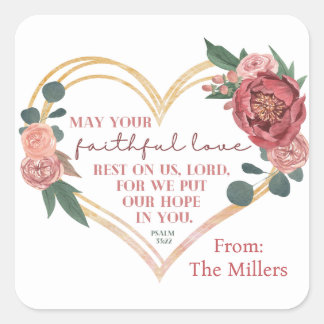Christian Valentine Heart Sticker Painted Floral