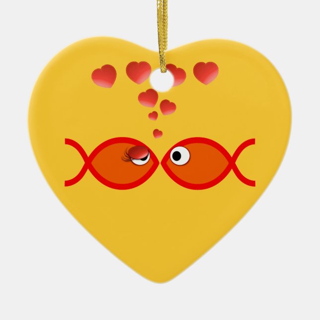 Christian Valentine Orange v2 Ceramic Tree Decoration (Front)